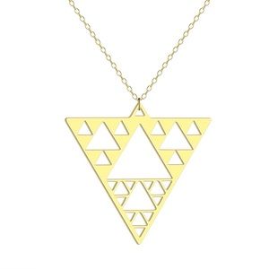 geometric Sierpinski triangle pendant necklace in gold or silver